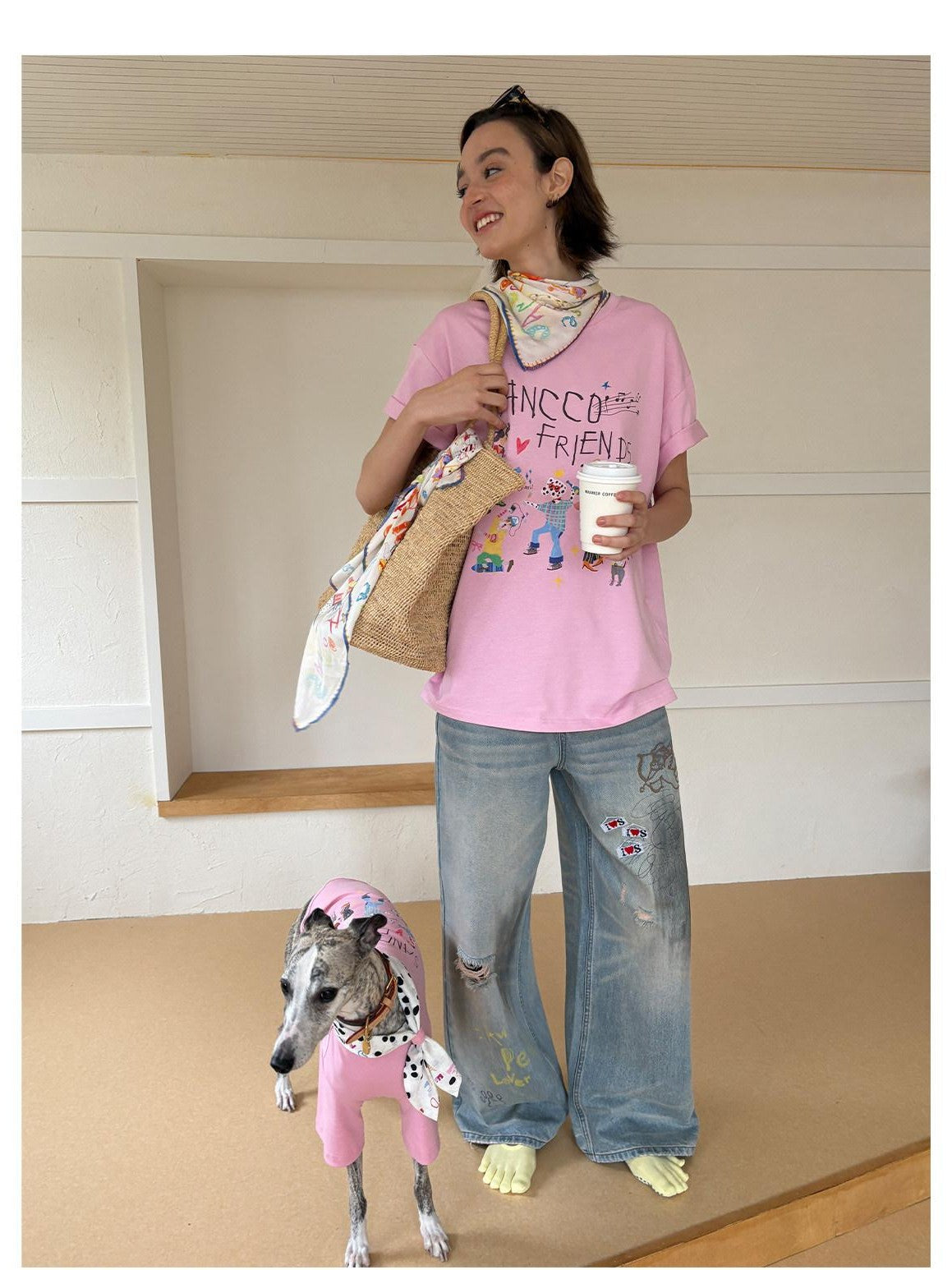 sancco house Original Circus Puppy Print Square Women&