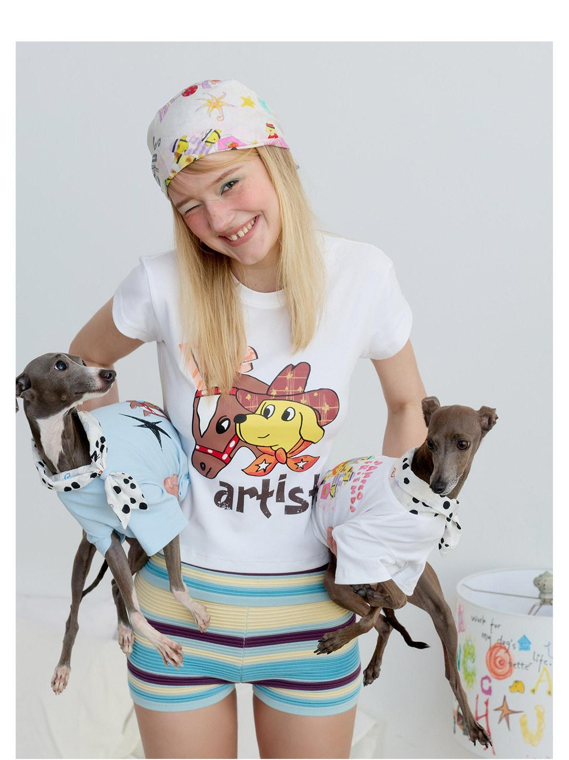 sancco house Original Circus Puppy Print Square Women&