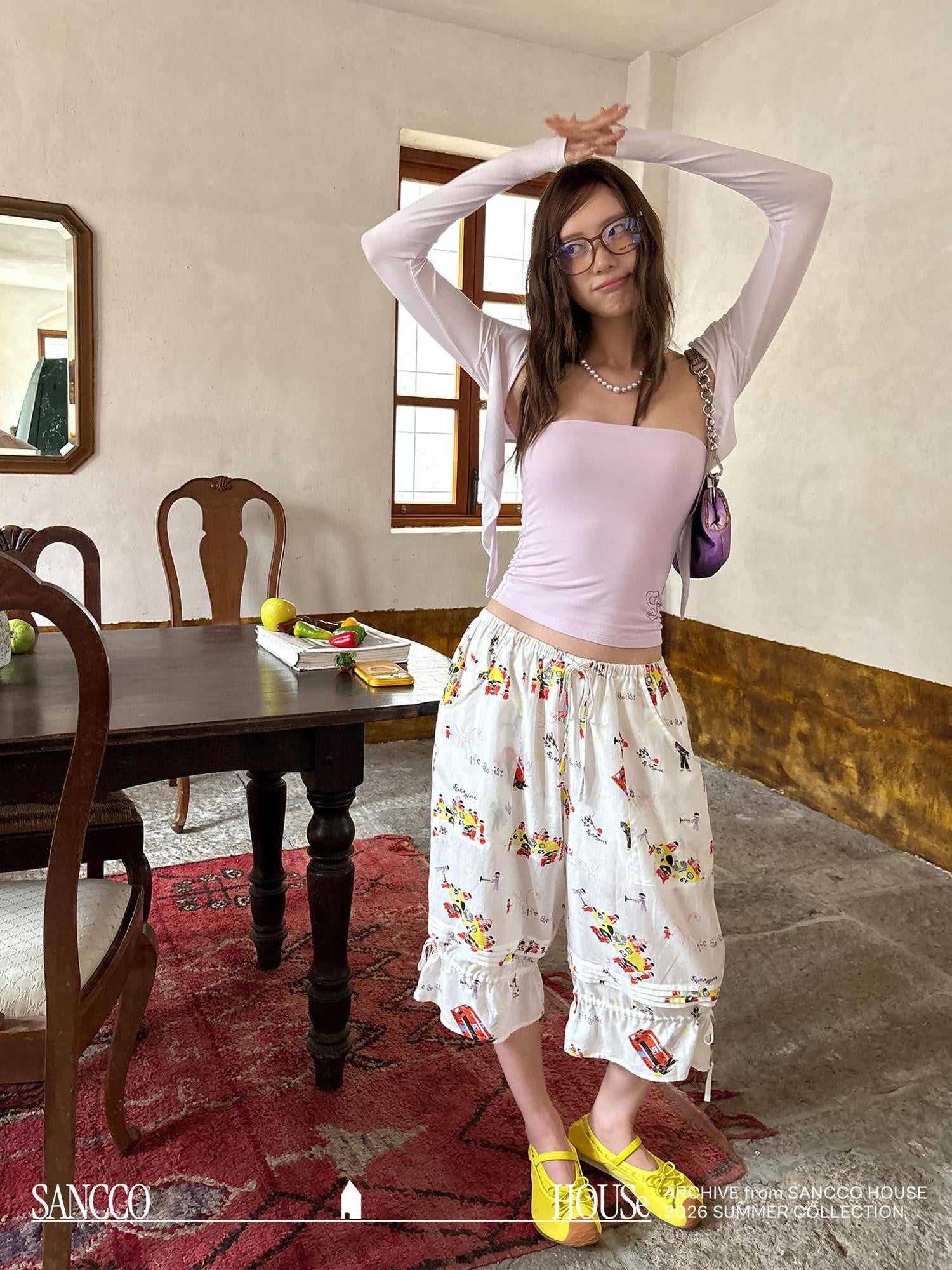 sancco house Pastel Devil Rhinestone Slim Women&