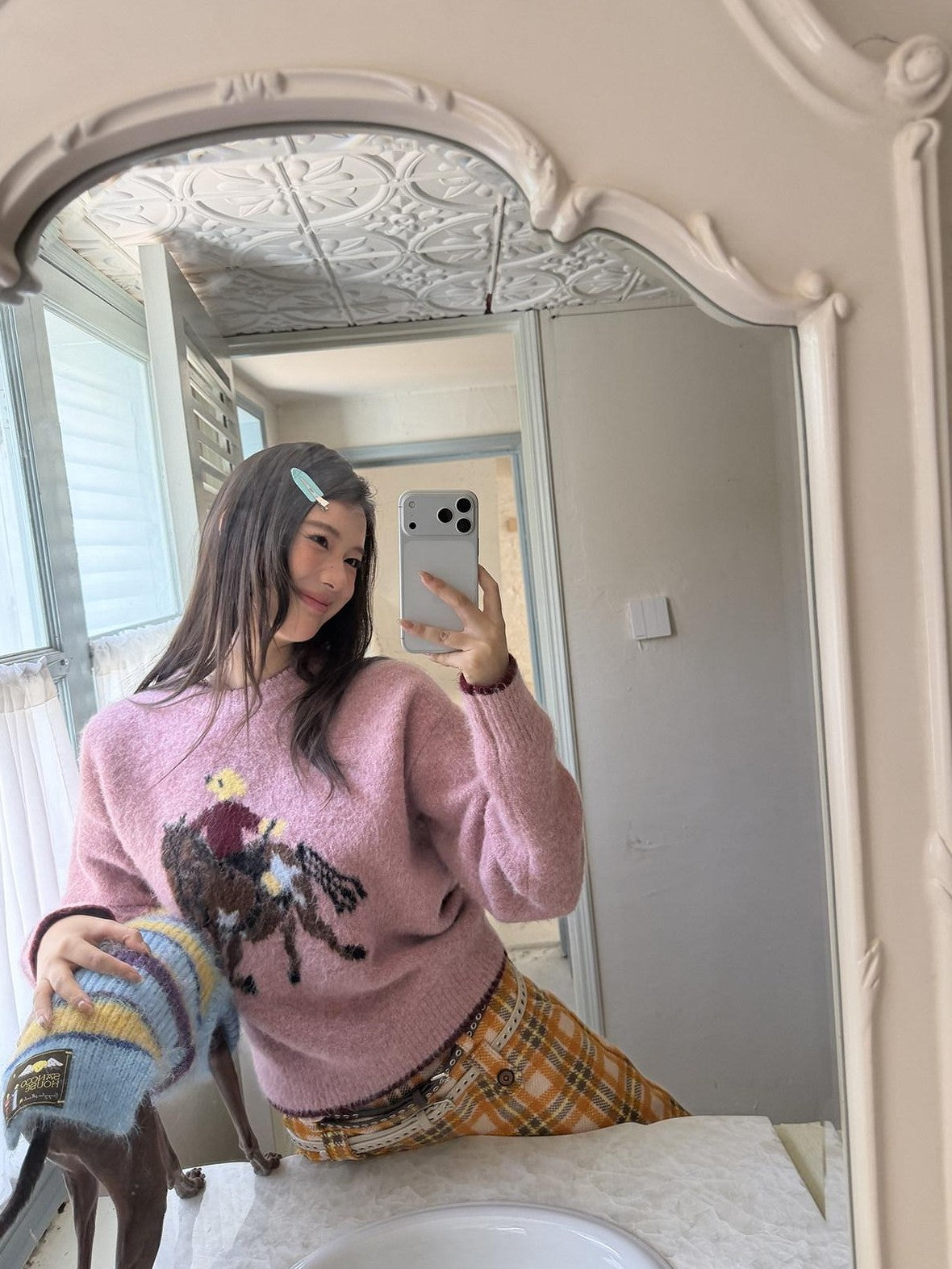 sancco house Playful Pony Jacquard Crewneck Women&