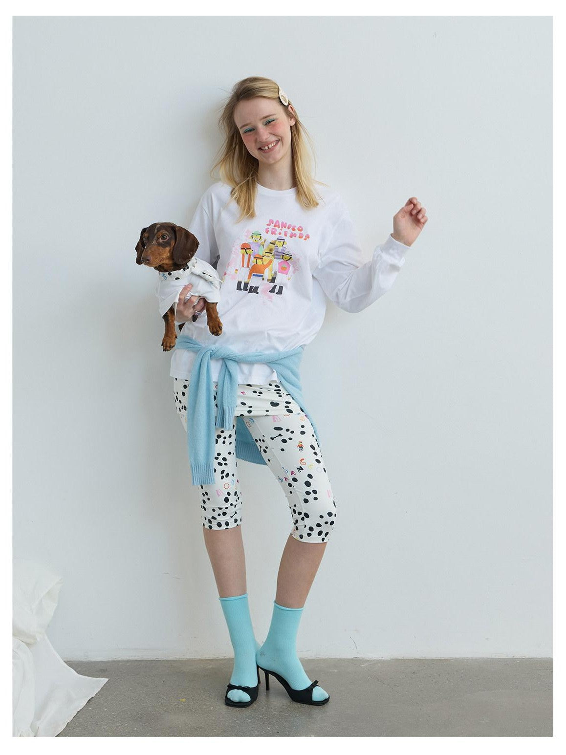 sancco house Polka Dot Print Stretch Yoga Cycling Women&