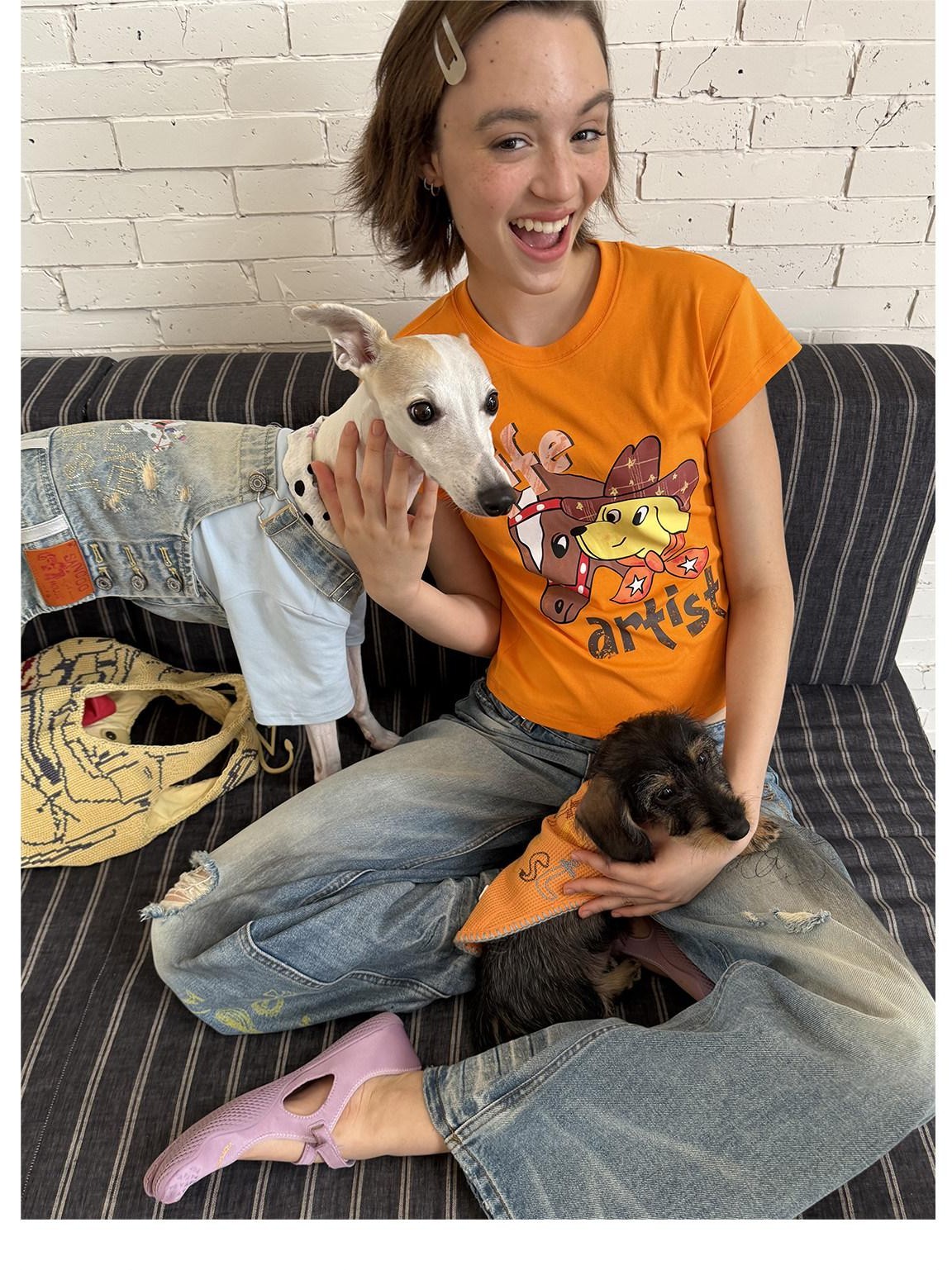 sancco house Puppy Original Print Round Neck Cropped Women&
