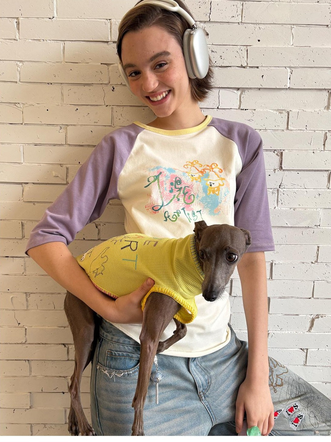 sancco house Purple Graffiti Print Raglan Women&