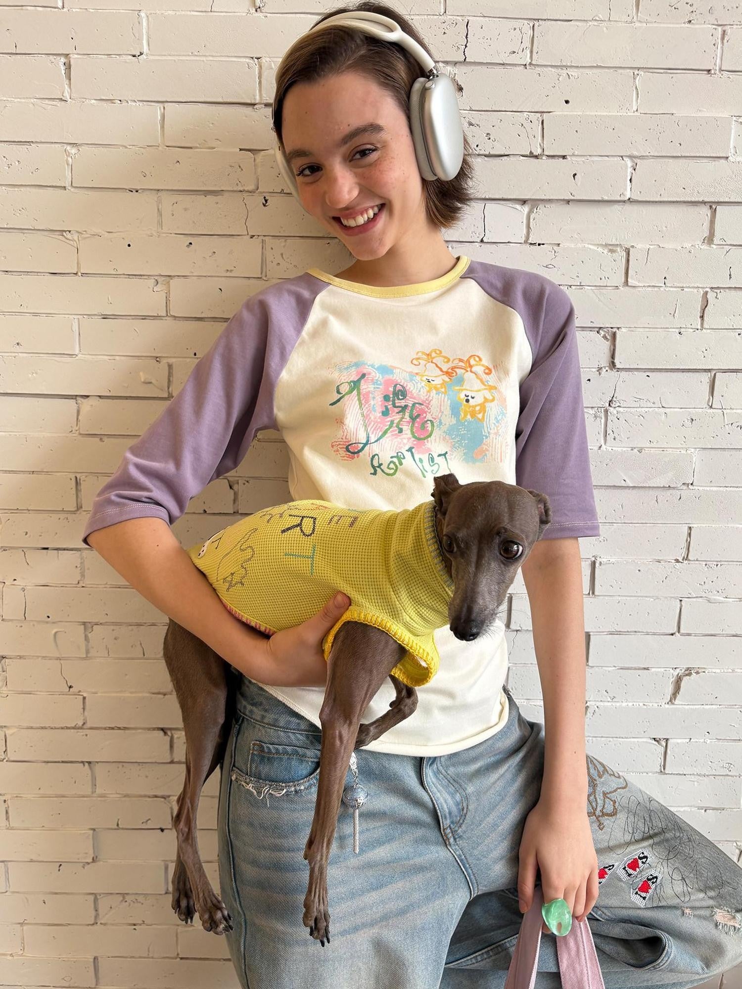 sancco house Purple Graffiti Print Raglan Women&