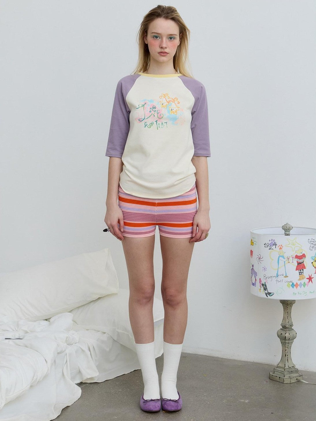 sancco house Purple Graffiti Print Raglan Women&