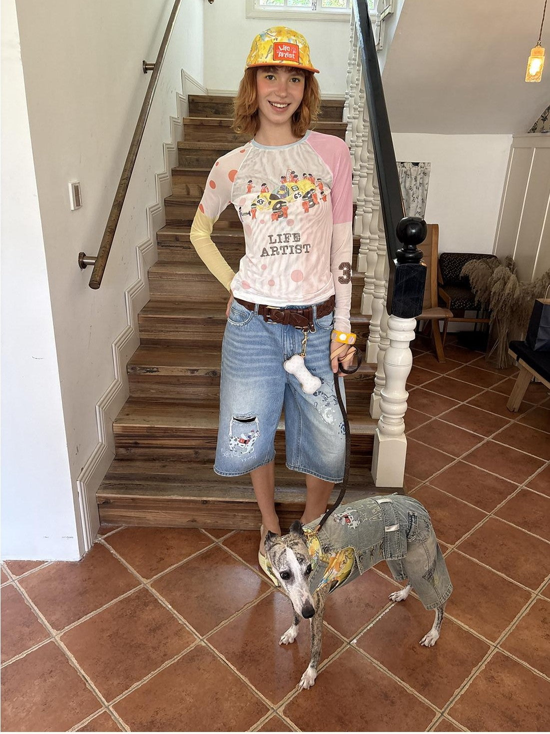 sancco house Racing Puppy Graffiti Print Women&