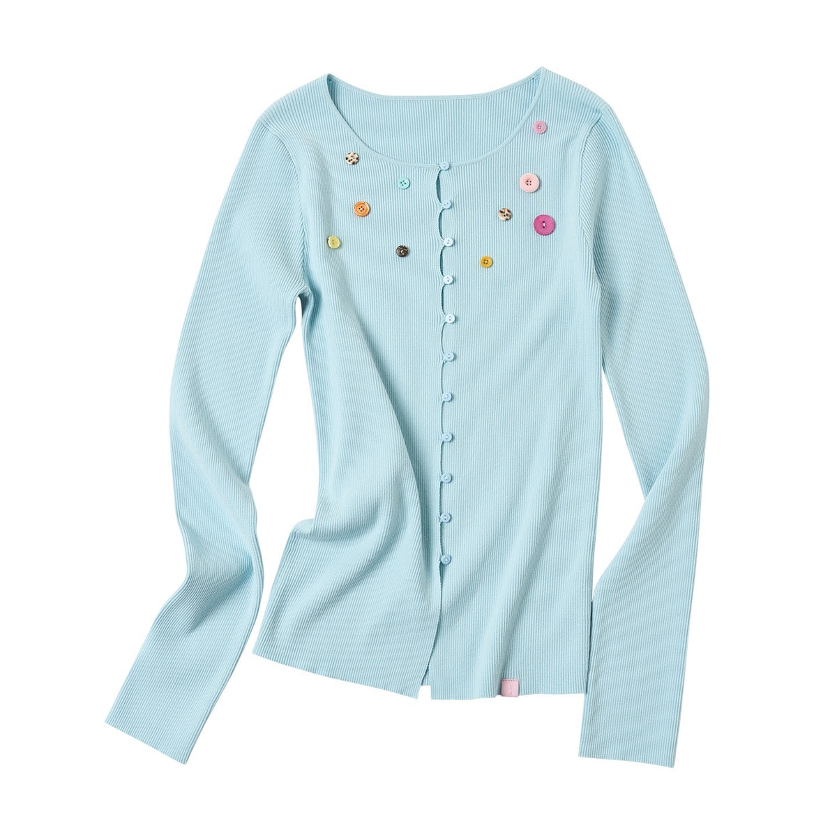 sancco_house_Rainbow_Button_Ribbed_Slim_Fit_Knit_Women&