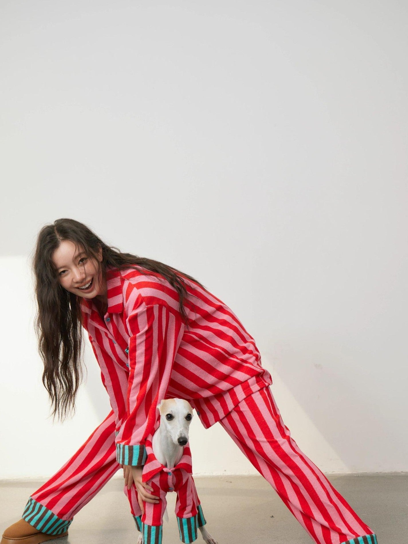 sancco house Raised Paw Puppy Patchwork Striped Women&