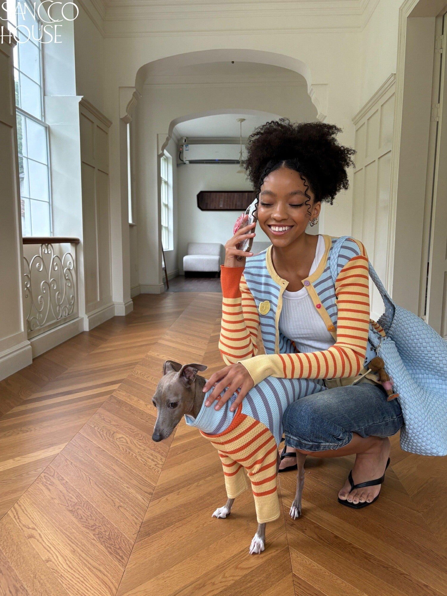 sancco house Shell Colorblock Striped Cardigan Women&