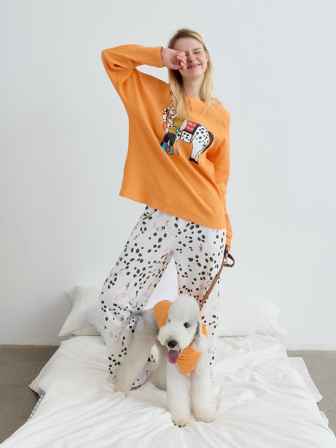 sancco house Spotted Puppy Print Long Sleeve Women&