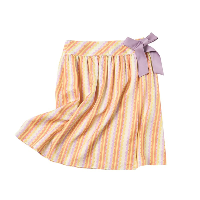 sancco_house_Striped_Print_Colorblock_Double_Layer_Wrap_Tie_Bow_Women&