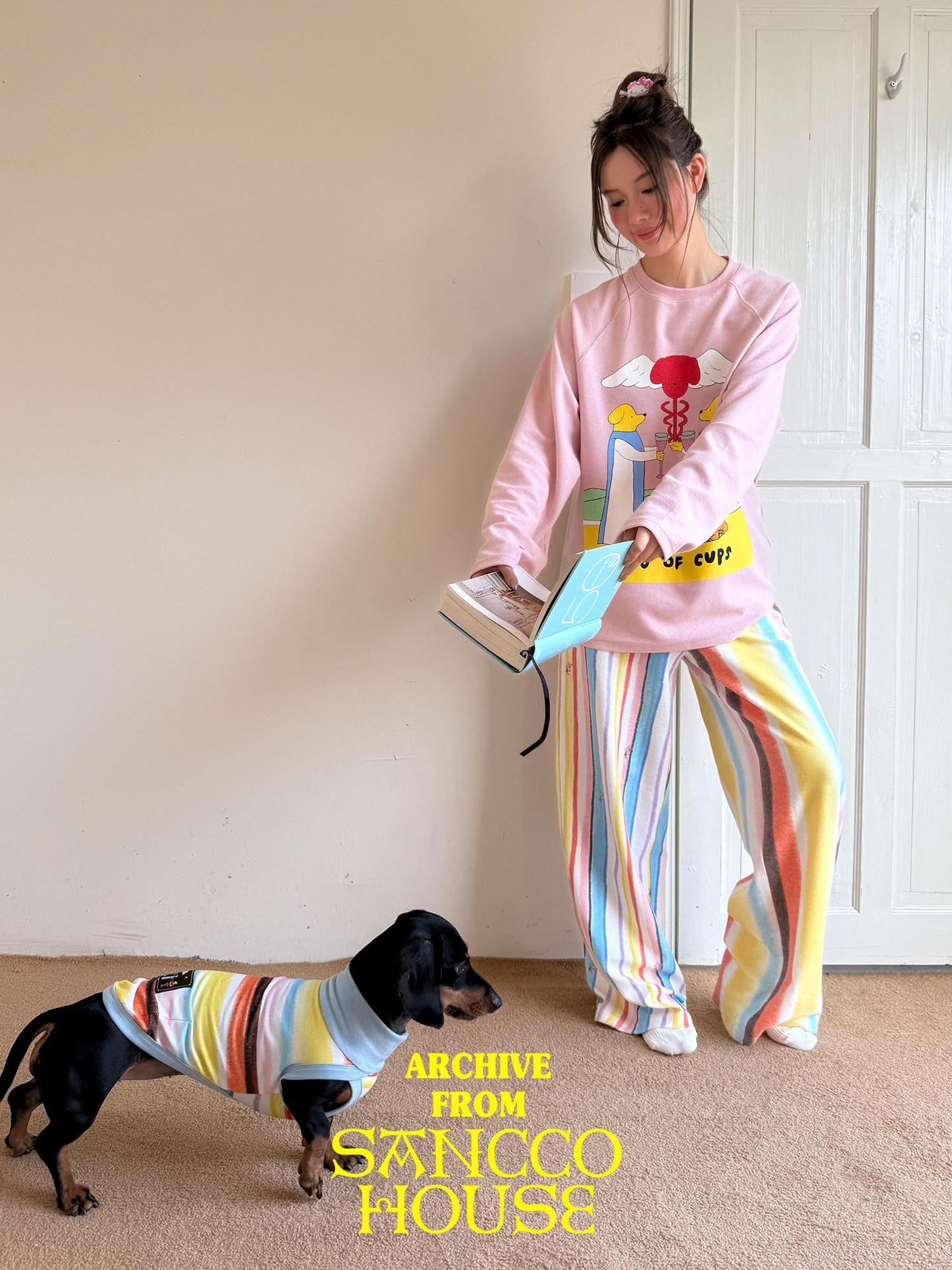 sancco house Striped Tarot Puppy Print Women&