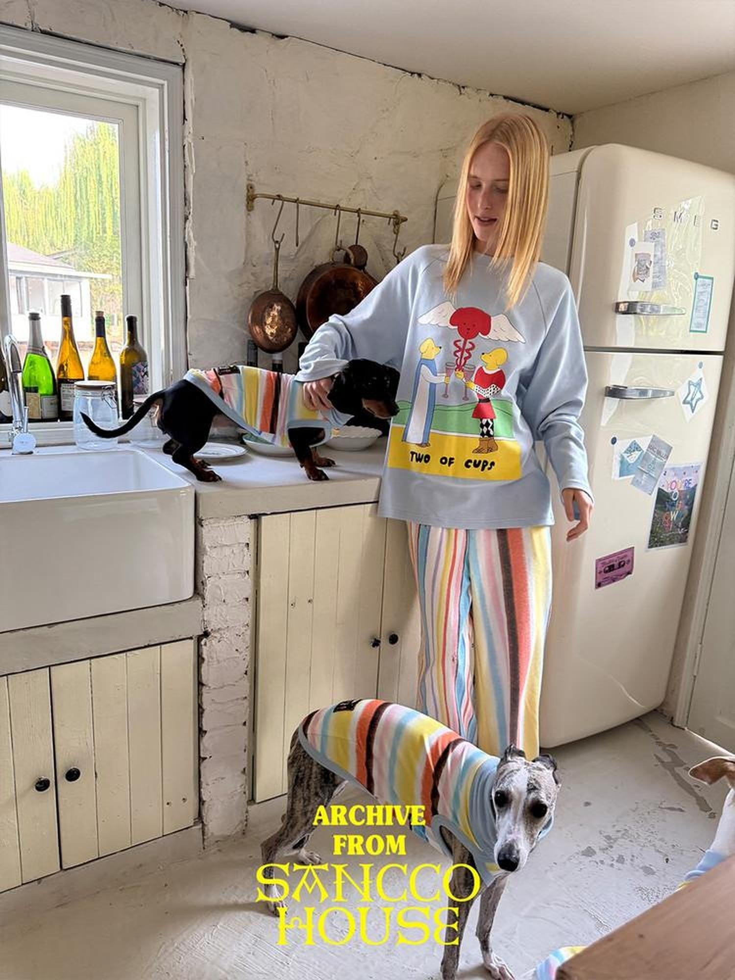 sancco house Striped Tarot Puppy Print Women&