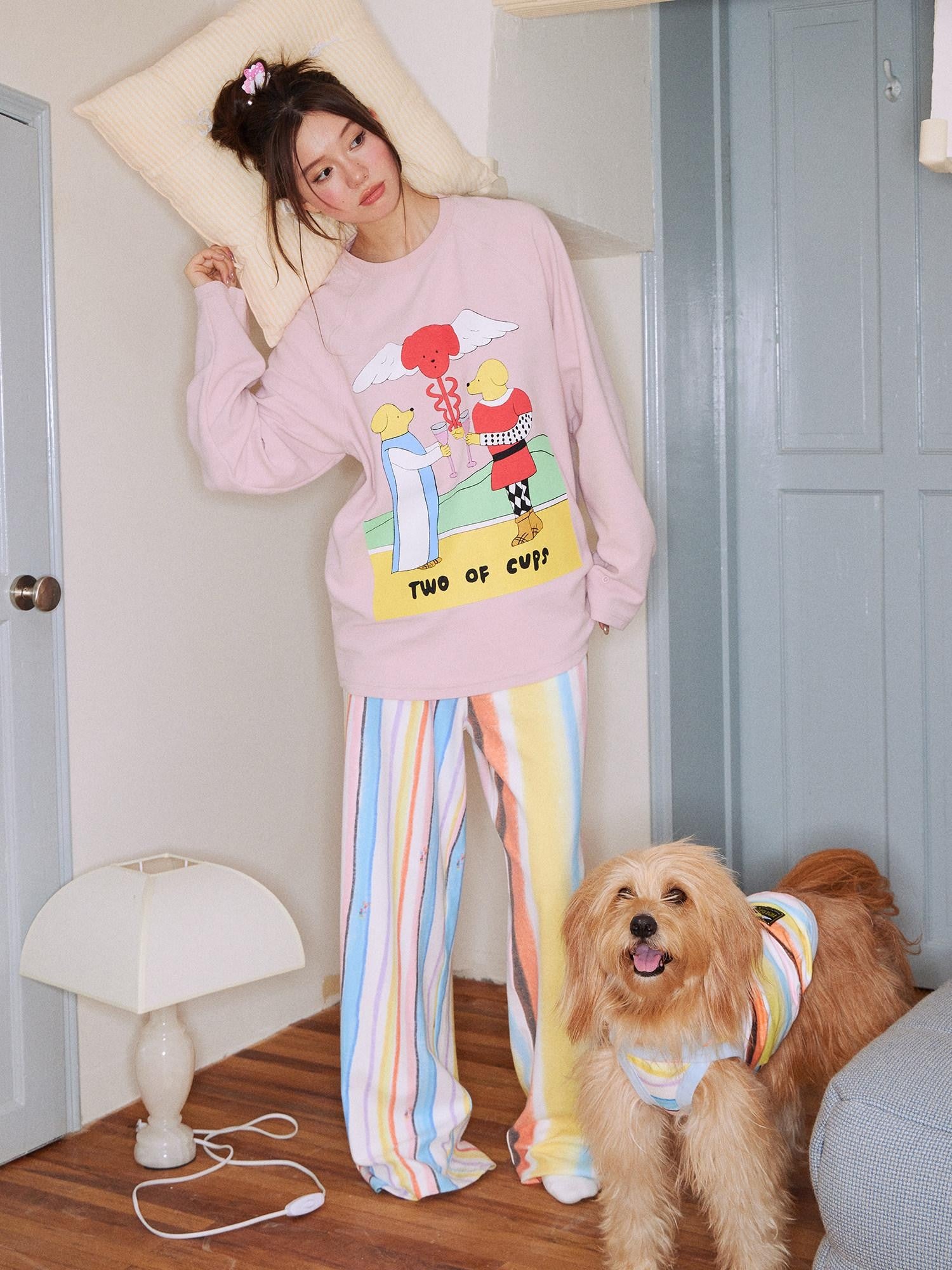 sancco house Striped Tarot Puppy Print Women&