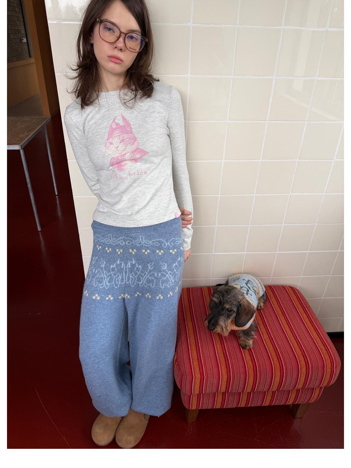 sancco house Vintage Cat Portrait Print Fleece Women&