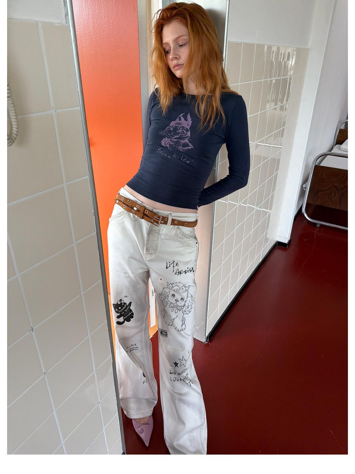 sancco house Vintage Cat Portrait Print Fleece Women&