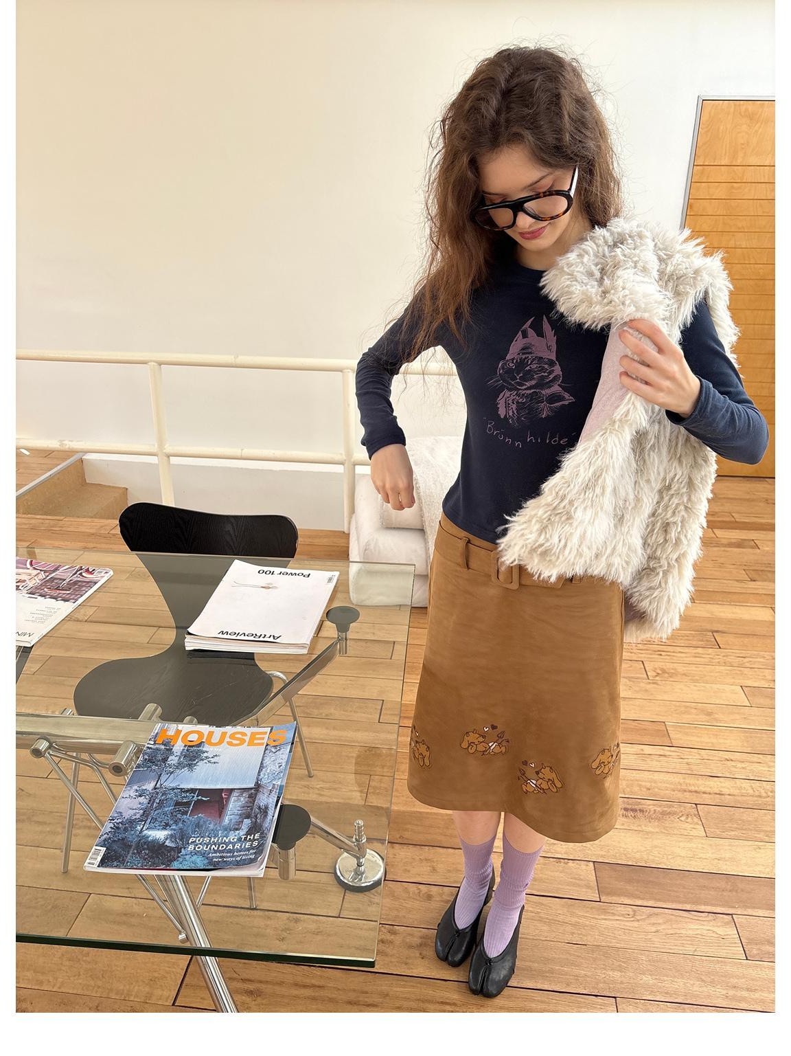 sancco house Vintage Cat Portrait Print Fleece Women&