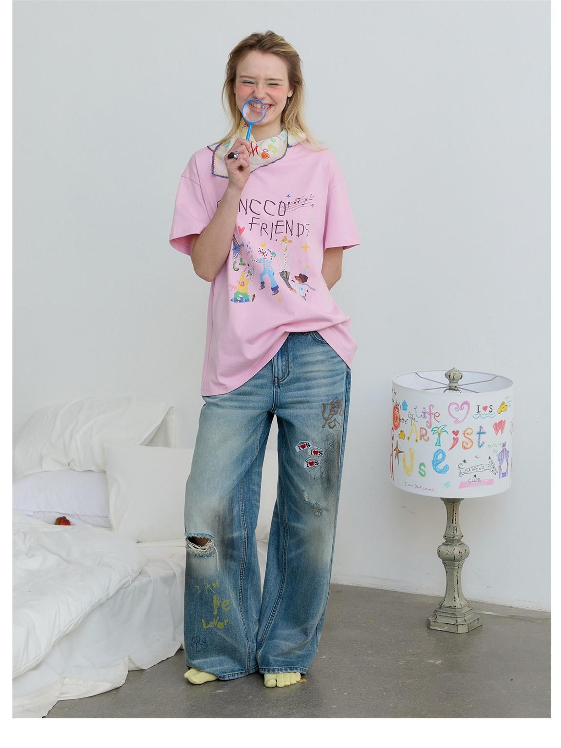 sancco house Vintage Distressed Graffiti Patch Embroidery Women&