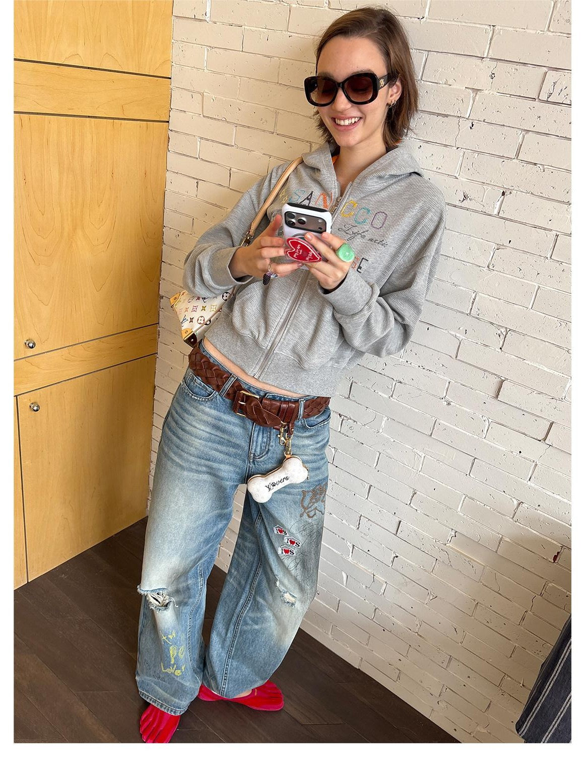 sancco house Vintage Distressed Graffiti Patch Embroidery Women&