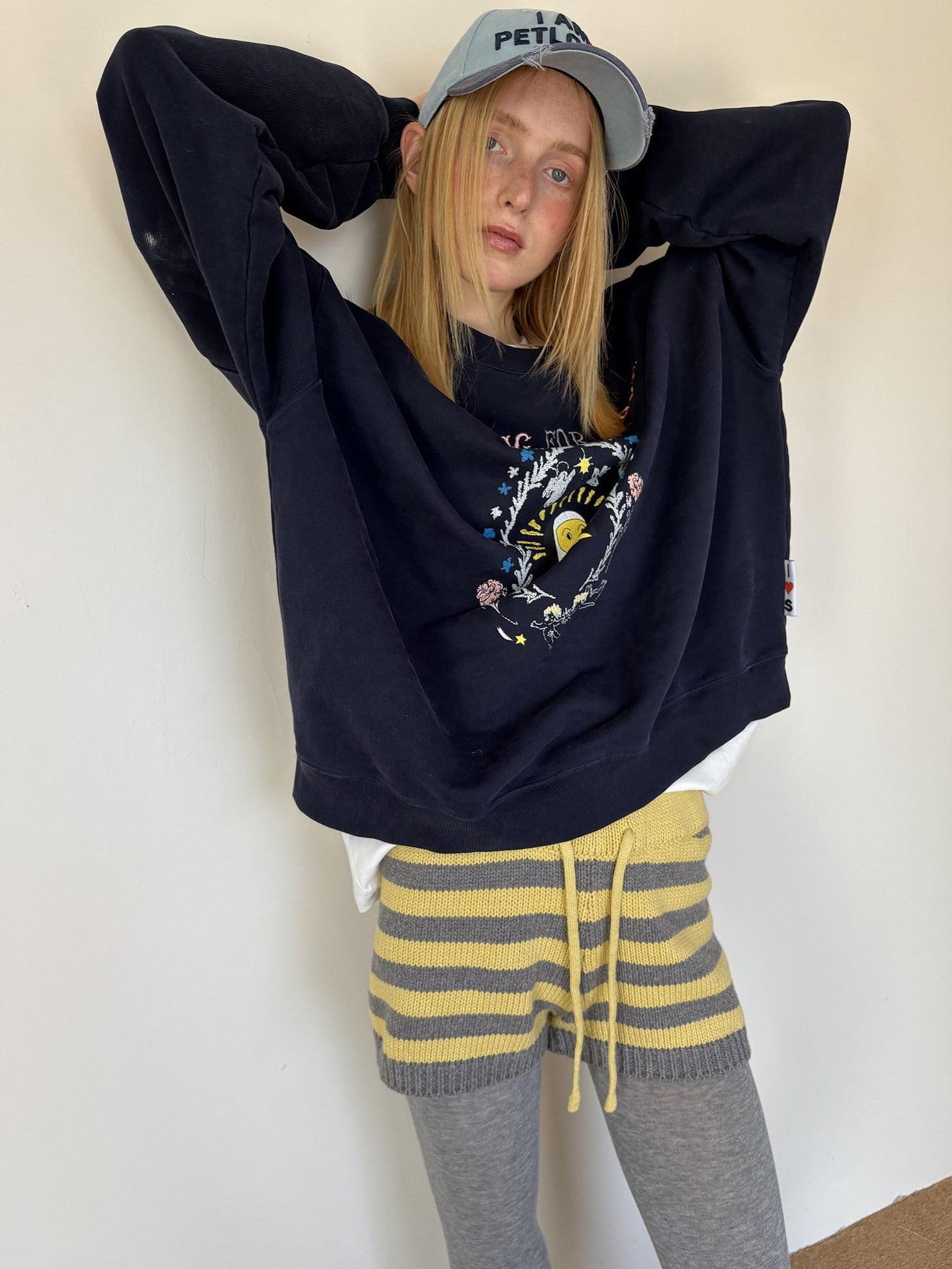 sancco house Washed Crewneck Nun Puppy Print Women&