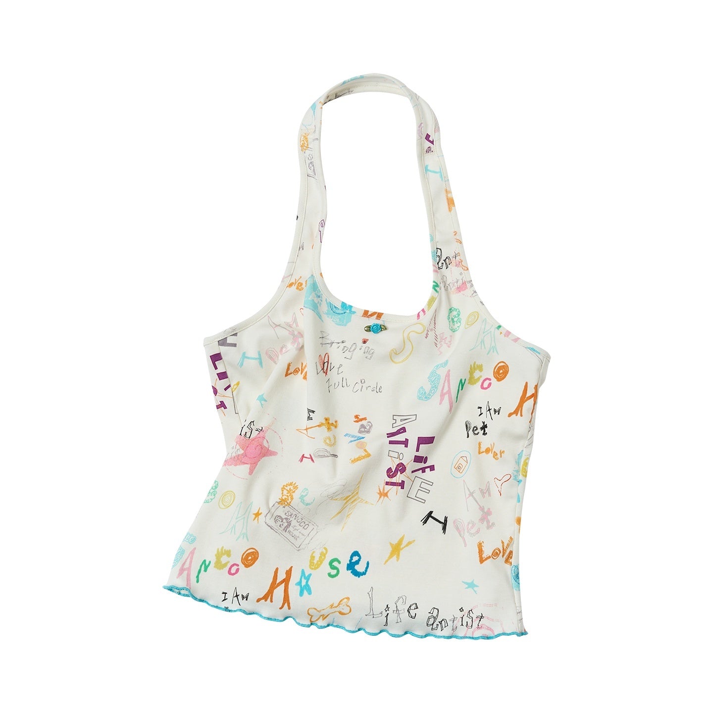 sancco_house_White_Printed_Wavy_Hem_Slim_Cardigan_Camisole_Cotton_Women&
