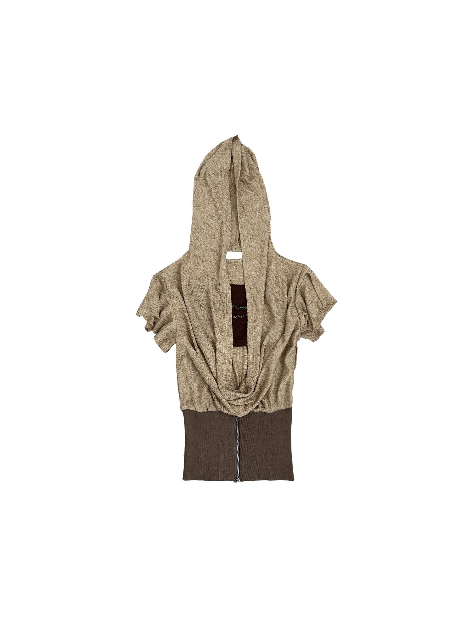DoublePunch Lace-Up Batwing Sleeve Hollow Knit Cropped T-Shirt