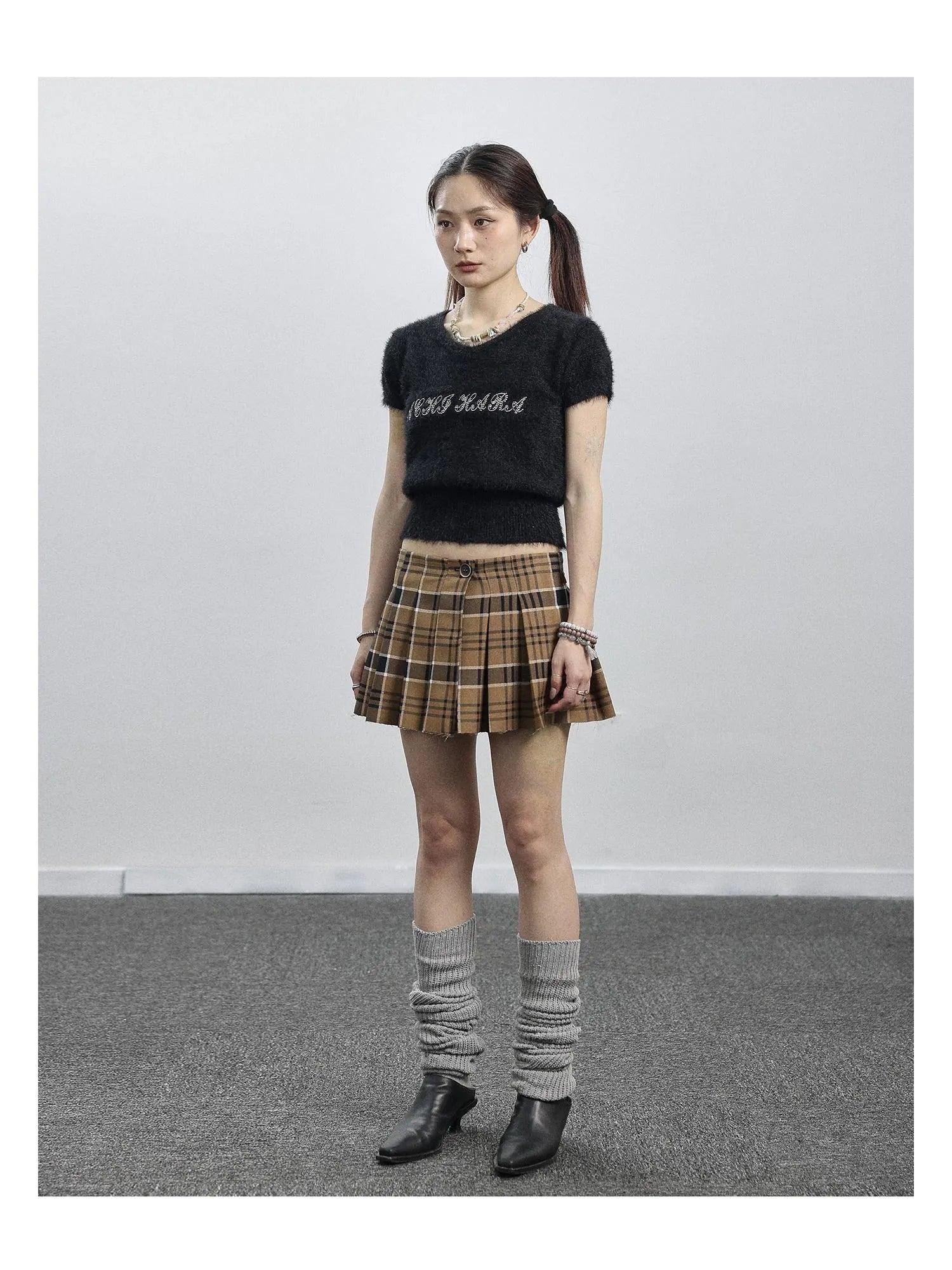 Yellow Checkered Flare Pants 2025 Summer Autumn Casual Wide Leg Trousers