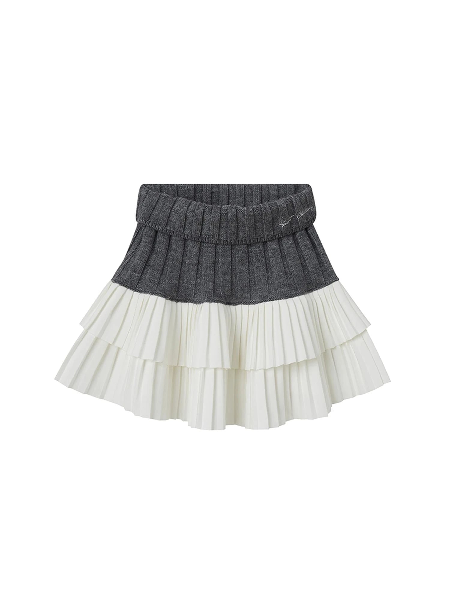 V-Neck Knit Sweater & Layered Pleated Skirt Set For Women