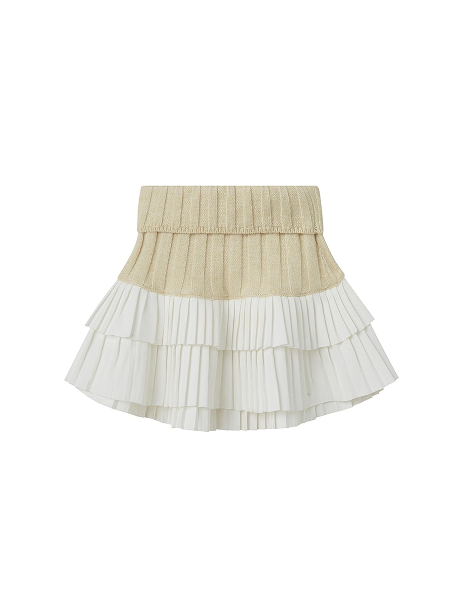 SweetChilling V-Neck Knit Sweater & Layered Pleated Skirt Set For Women