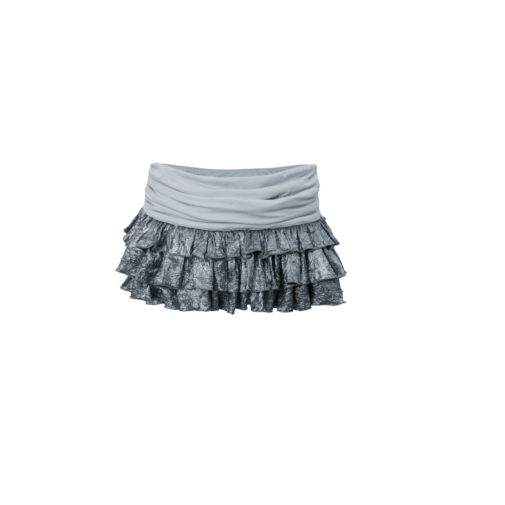 Vintage Metallic Satin Lagen Rüschen Mini Cake Kleid