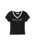 Summer V-neck Ruffle Cotton Tee