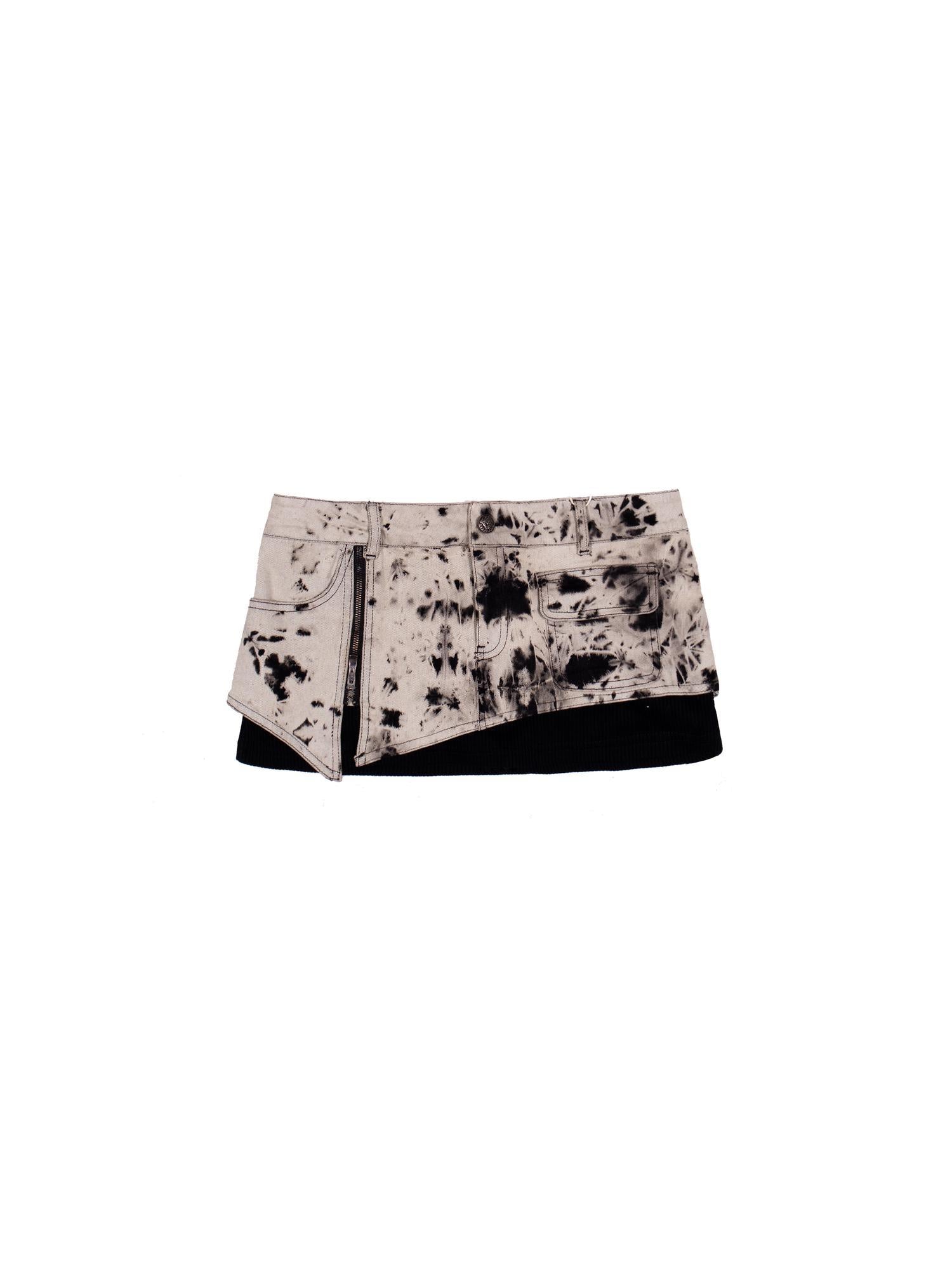 ARIADNAw Heavyweight Tie Dye Low Rise Denim Mini Skirt