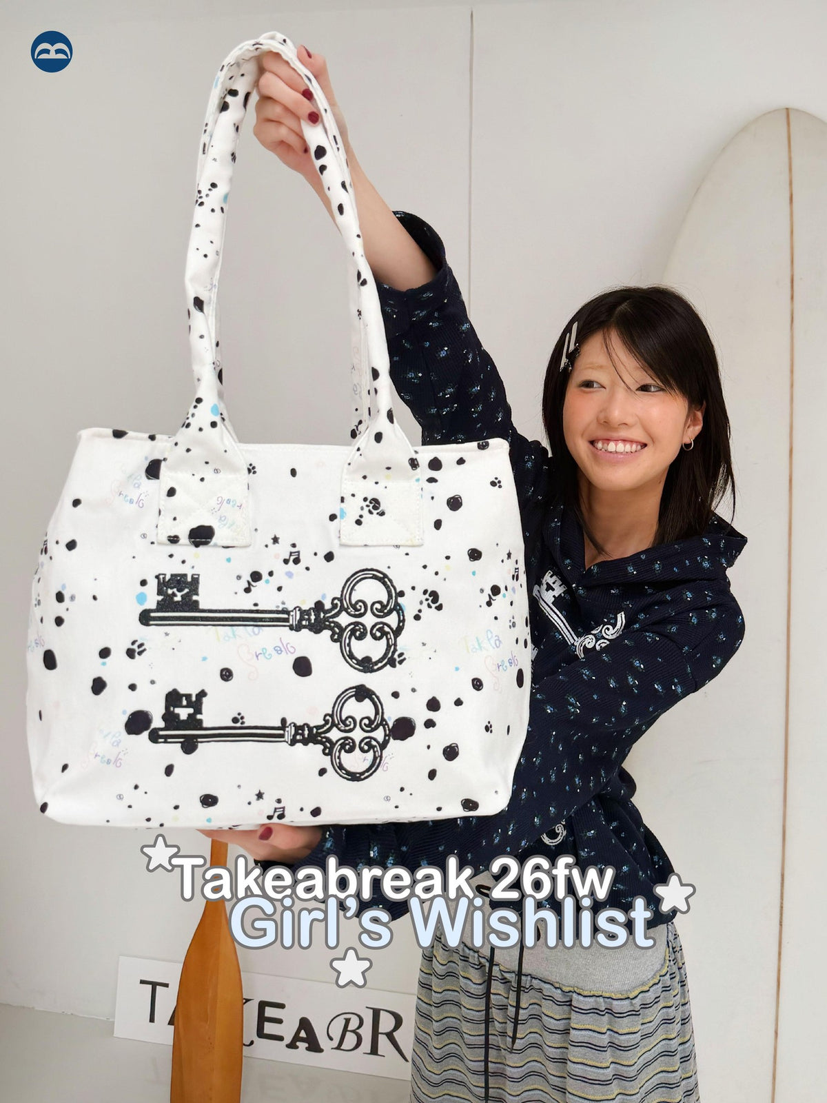 takeabreak Black White Polka Dot Vintage Key Print Zip Women&