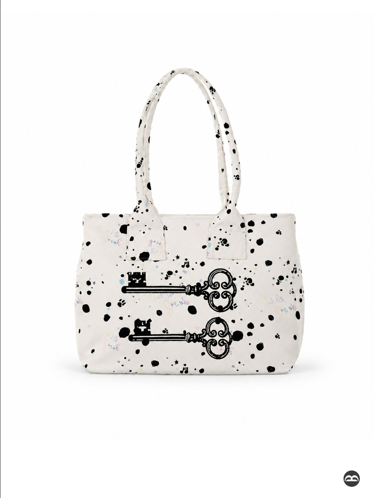 takeabreak Black White Polka Dot Vintage Key Print Zip Women&