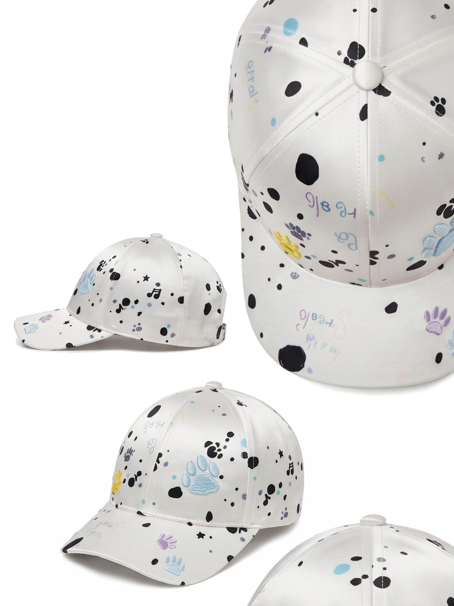 takeabreak Dalmatian Spot Satin 3d Embroidery High Crown Trucker Women&