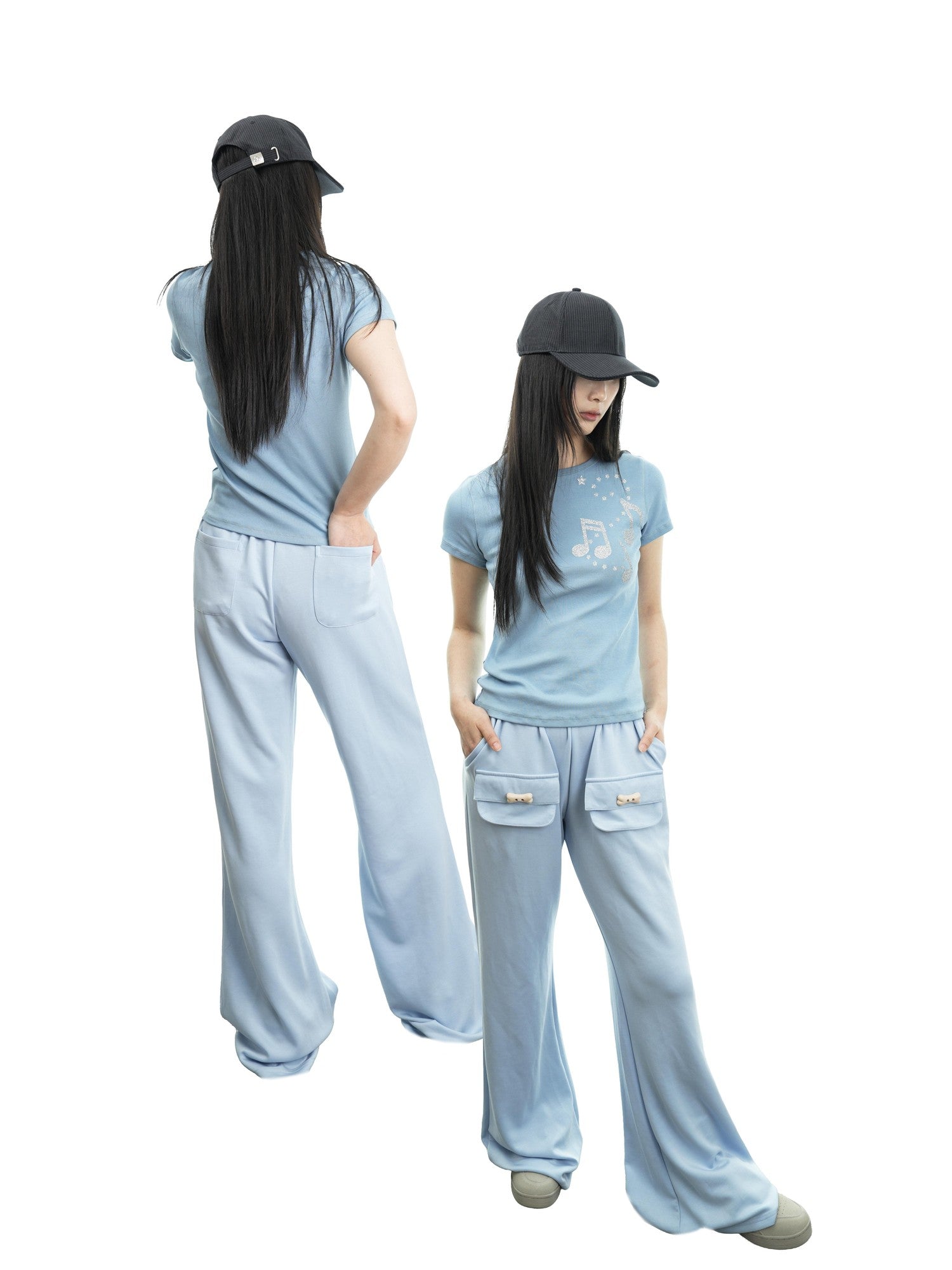 takeabreak Draped Aqua Square Pocket Bone Button Women&