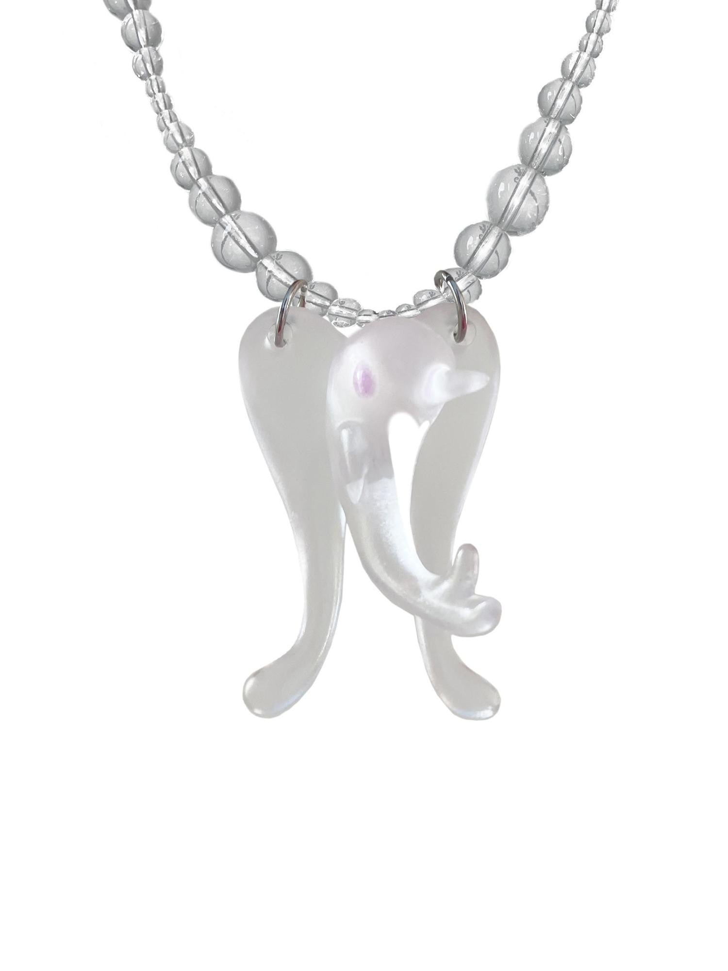 takeabreak Dreamy Dolphin Angel Round Bead Womens Artificial Crystal Necklaces