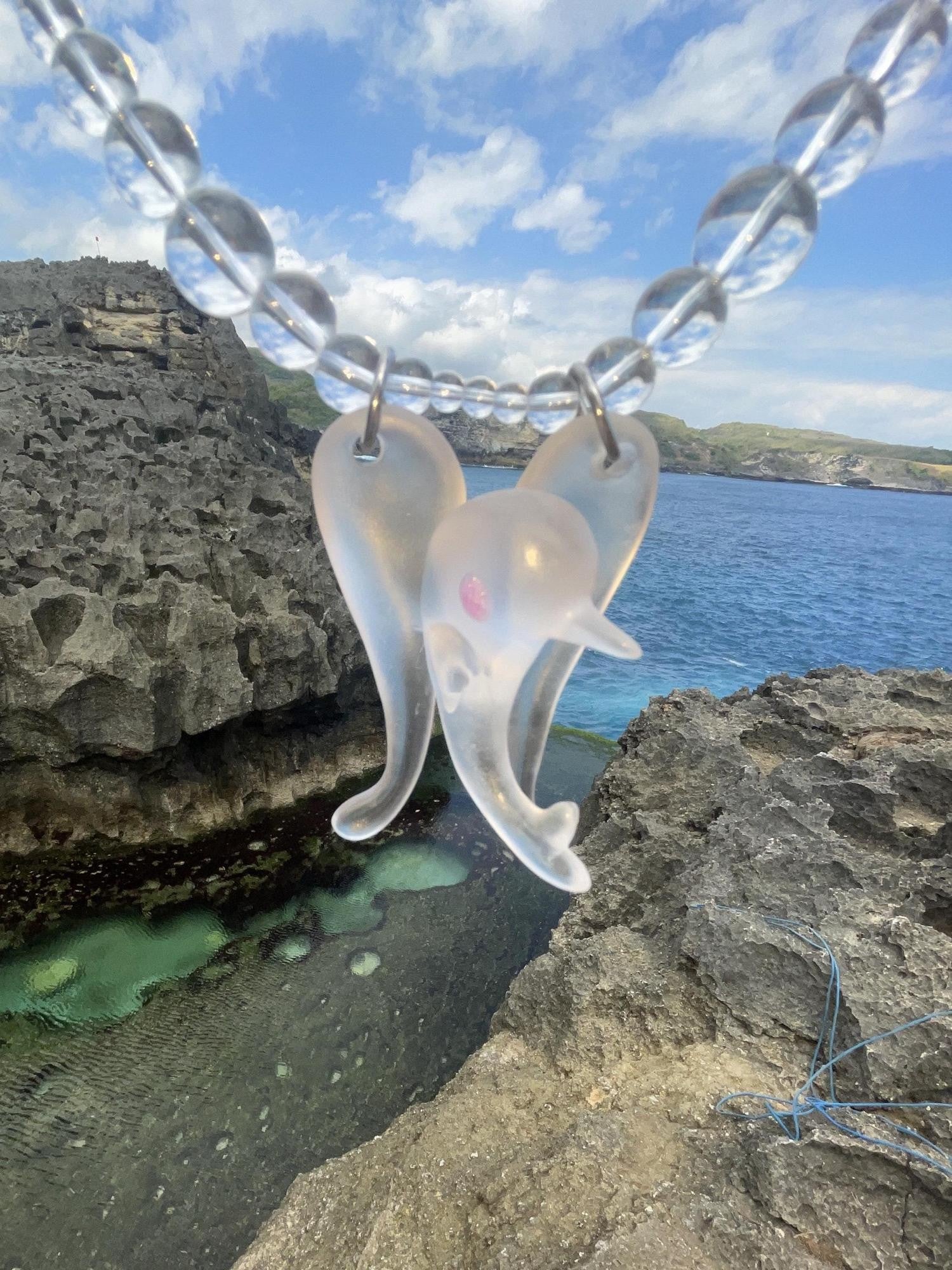 takeabreak Dreamy Dolphin Angel Round Bead Womens Artificial Crystal Necklaces