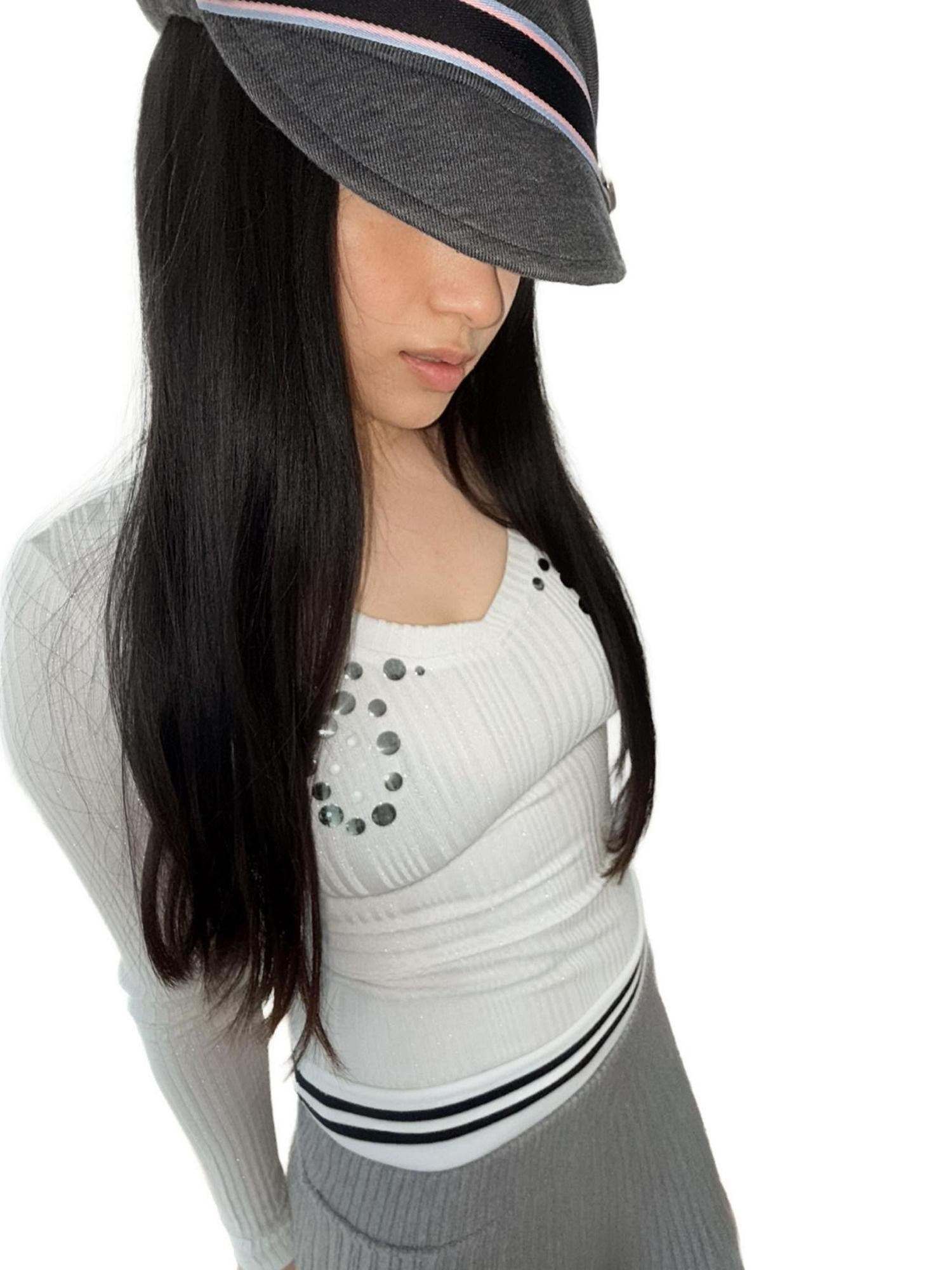 takeabreak Gray Korean Knit Button Detail Octagonal Women&