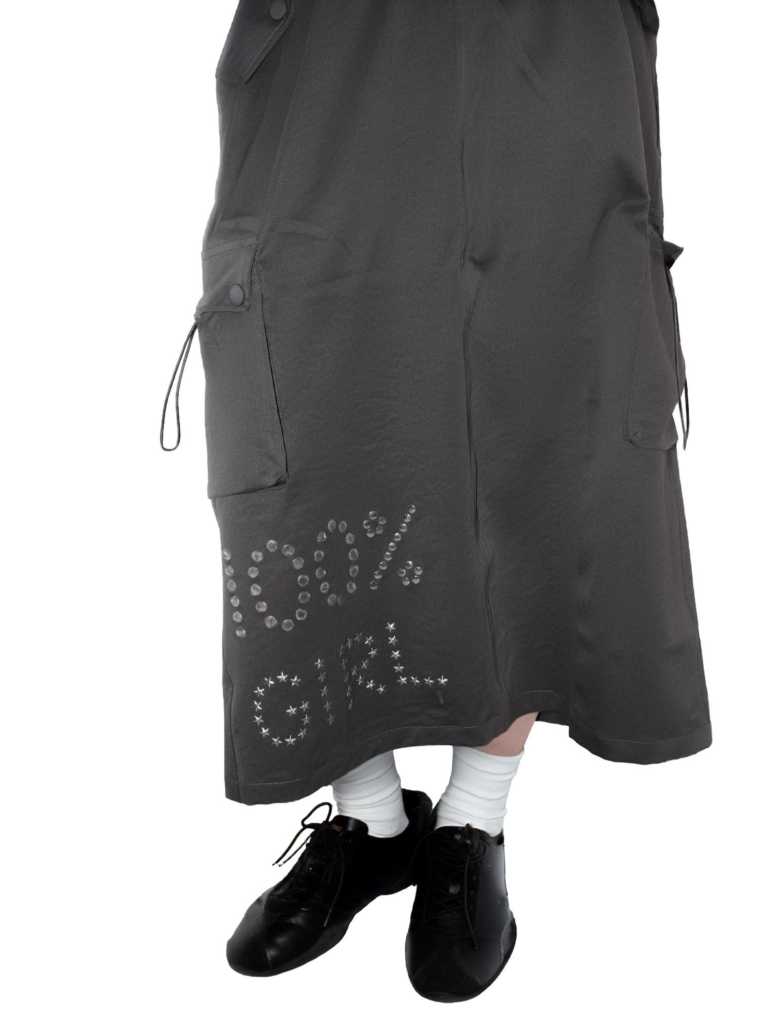 takeabreak Meteorite Gray Rhinestone Stud Drawstring A Line Women&