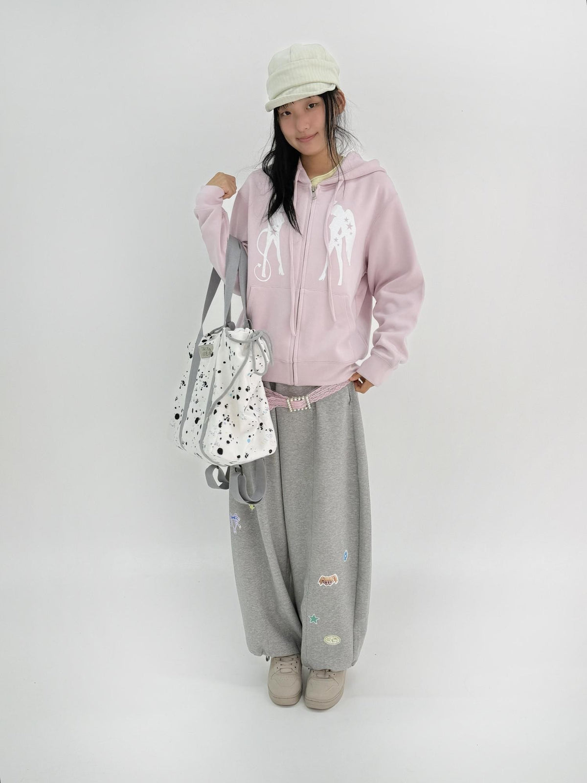 takeabreak Soft Pink Angel Devil Print Relaxed Fit Women&