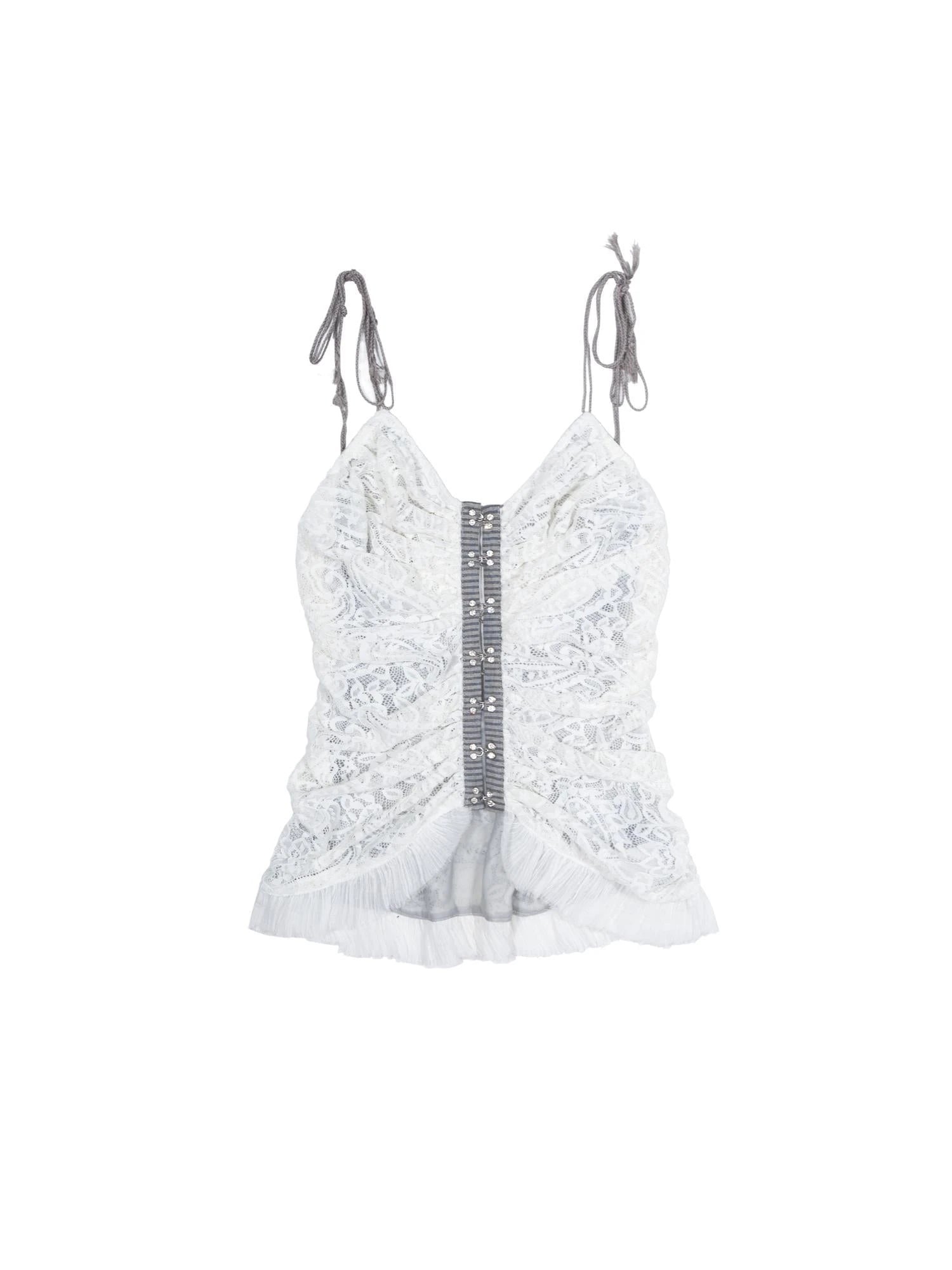 Gothic Lace Punk Corset Bustier With Multi Pleats