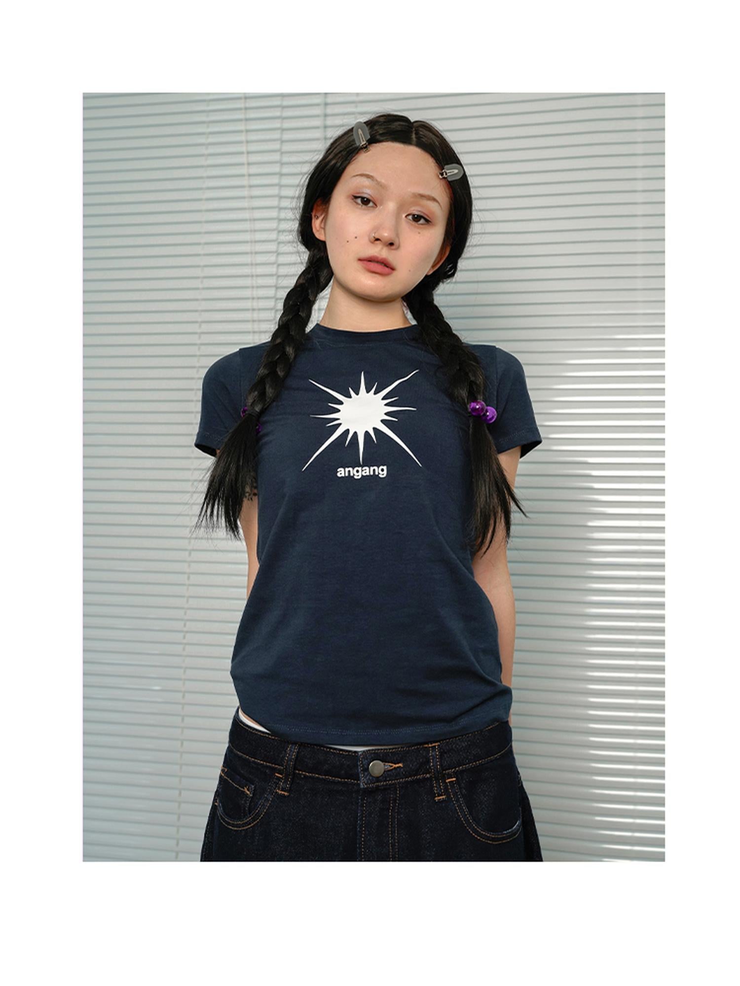 Achihara Mercury Navy Slim Fit Short Sleeve Cotton T Shirt