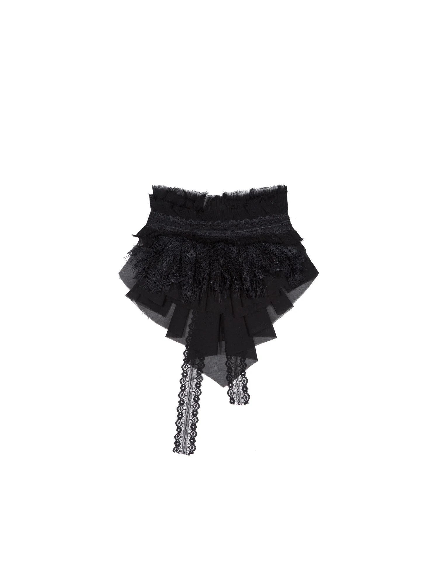 Gothic Lace Punk Corset Bustier With Multi Pleats