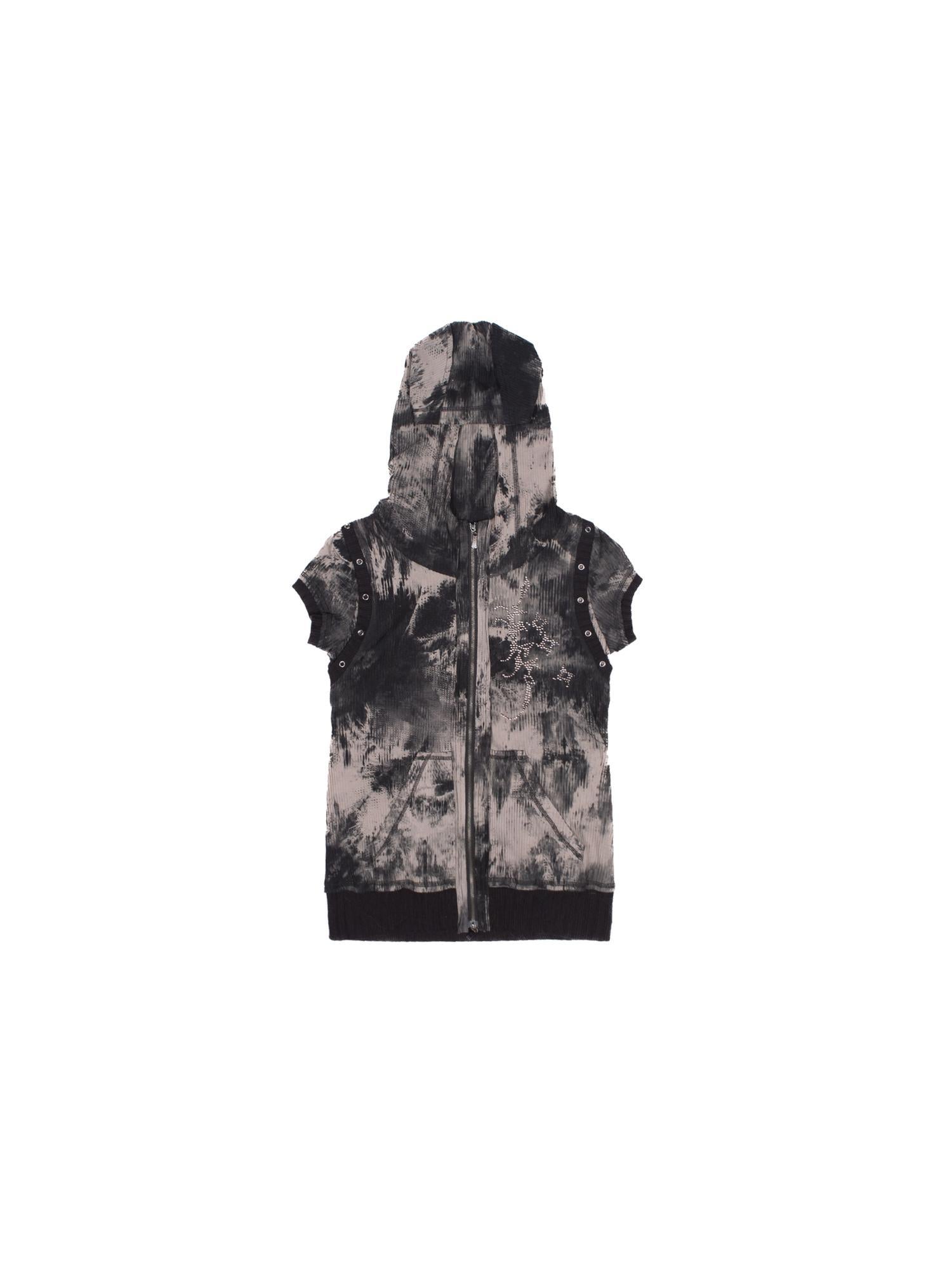 ARIADNAw Punk Rock Embellished Hooded Tee Gothic Streetwear Top