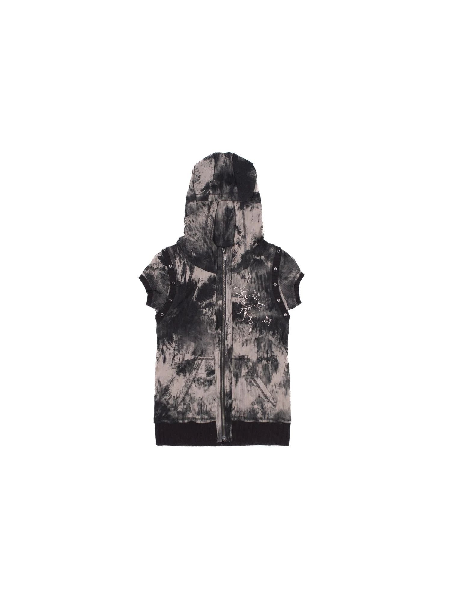Punk Rock Embellished Hooded Tee Gothic Streetwear Top