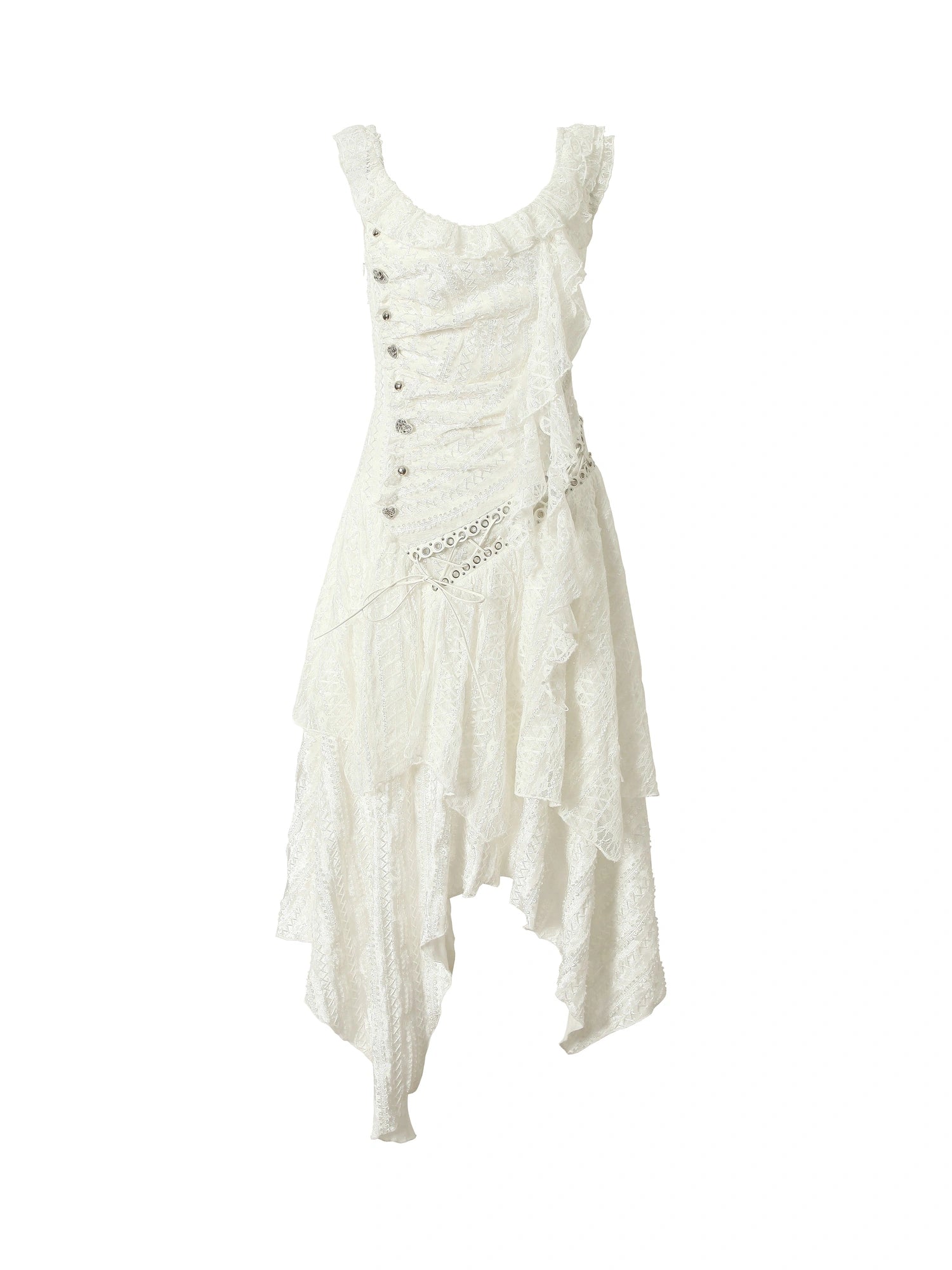 Deconstructed Ruffled Lace Velvet Ballet Strappy Dress