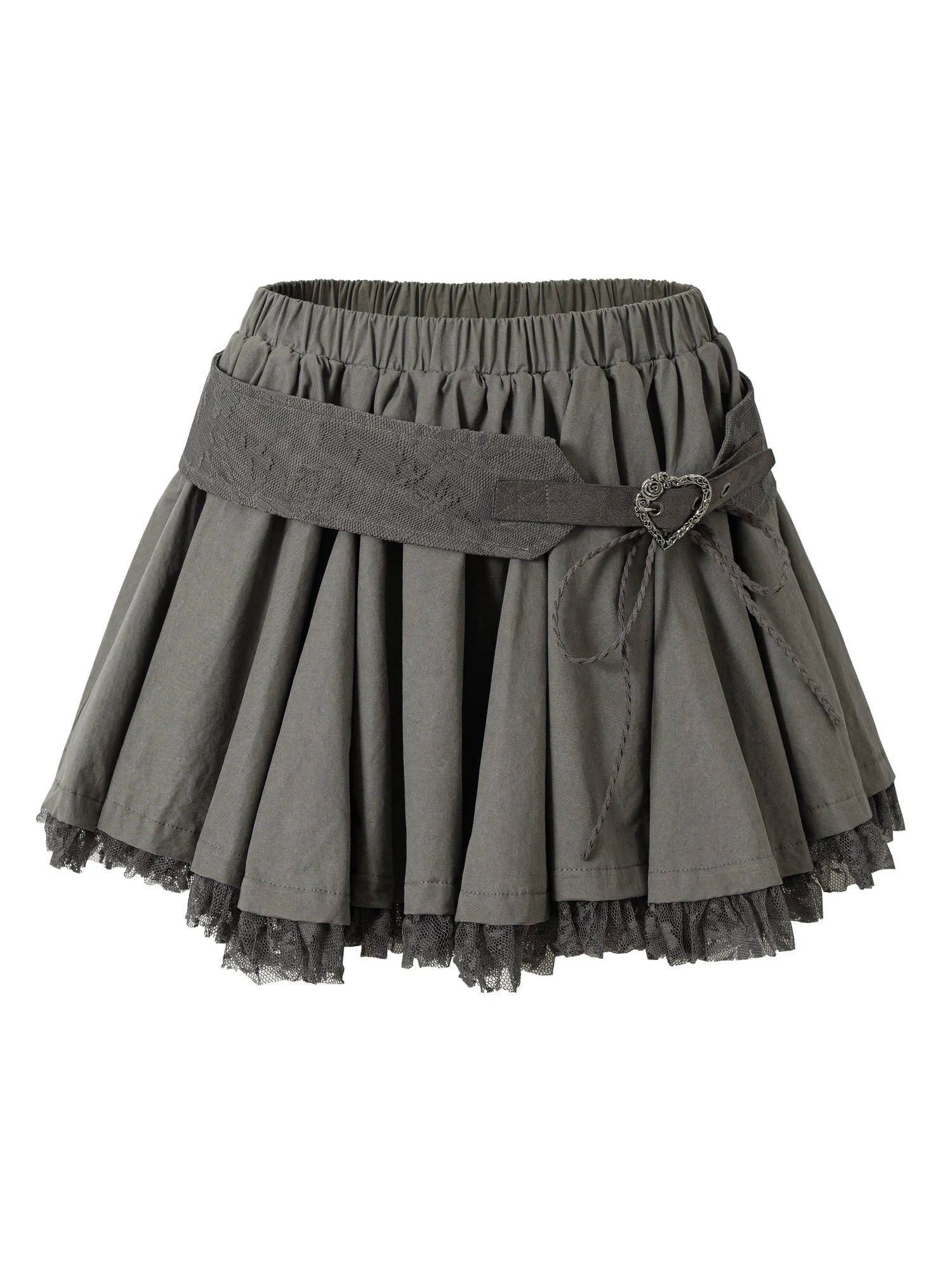 Vintage Lace Patchwork Washed Mini Puff Skirt