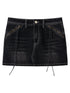 Vintage Washed Black Denim Mini Skirt With Lining Skirts