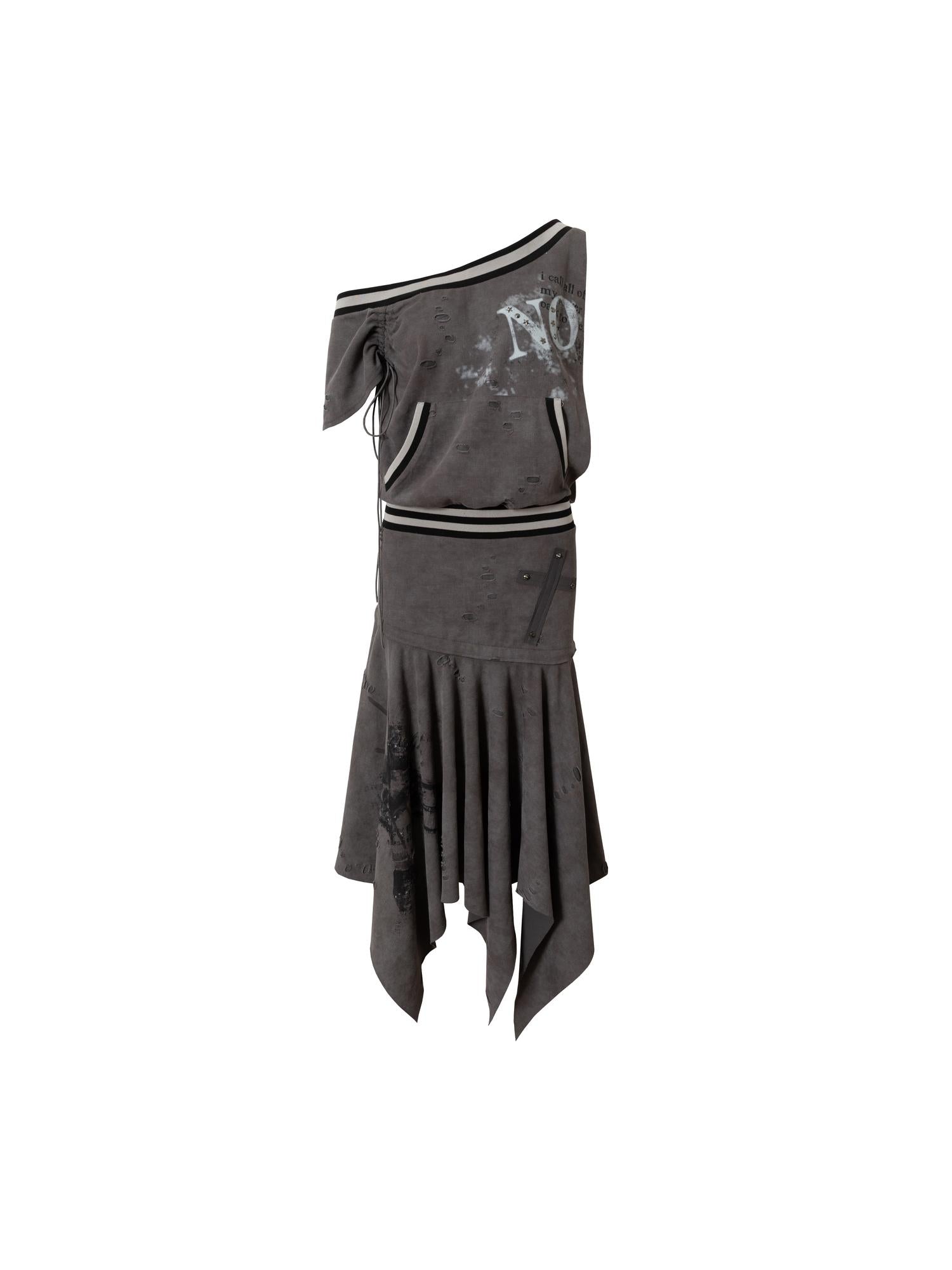 NO ROMANCE Punk Detachable Hem Sleeveless Bodycon Dress
